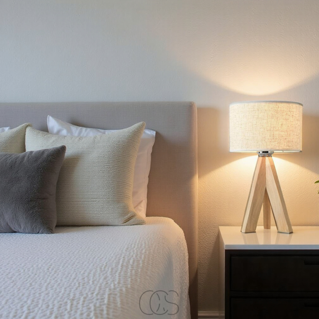 Dirron - Table Lamp - Natural Wood and Fabric Shade