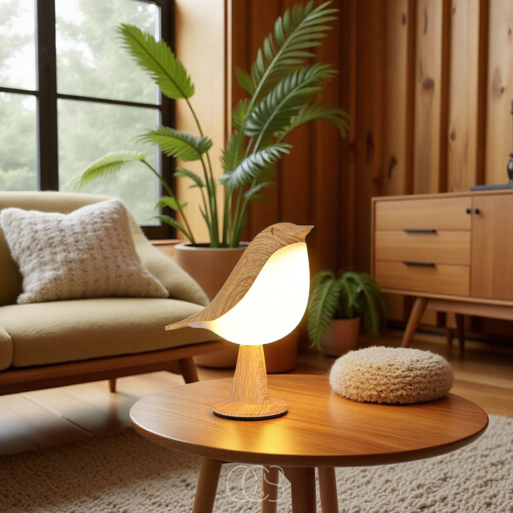Dirron - Wooden Bird Lamp - Wireless Table Lamp with Warm Light