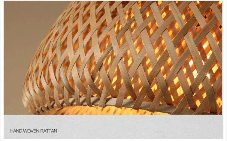 Three Bamboo Ceiling Pendant Lamps - Handmade Home Decor
