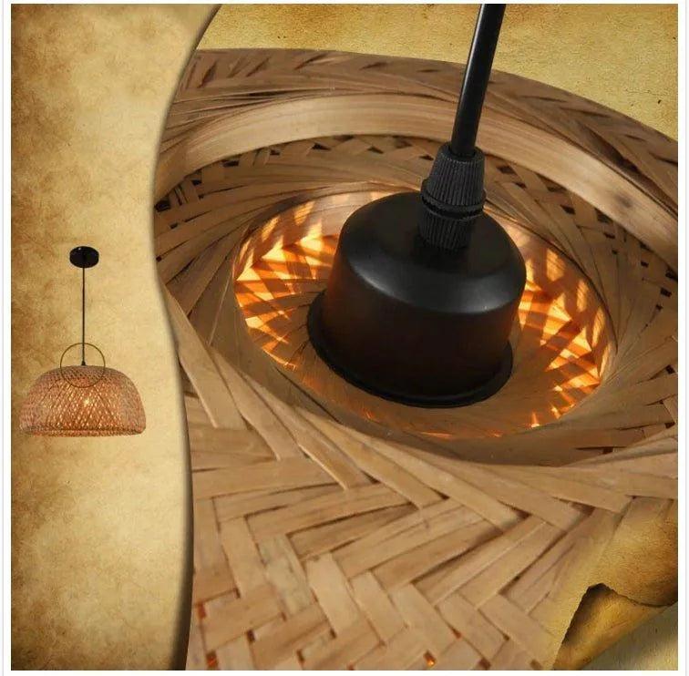 Three Bamboo Ceiling Pendant Lamps - Handmade Home Decor