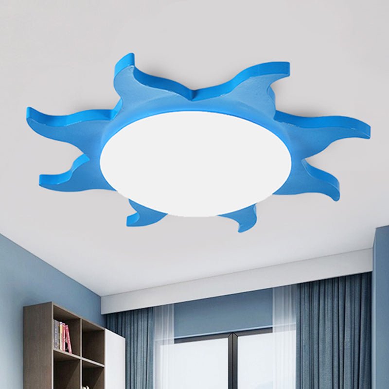 AuroraSun Kids Ceiling Light Sun Shaped Wood and Acrylic