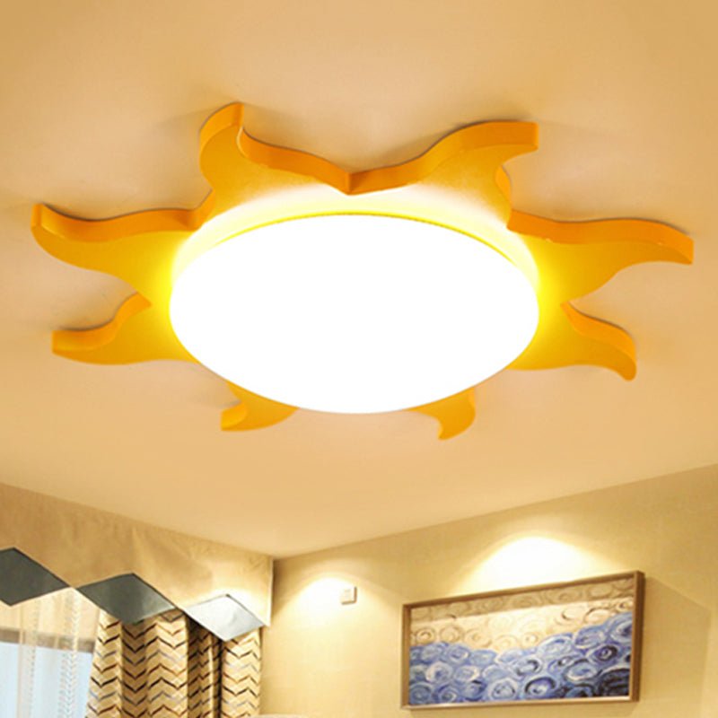 AuroraSun Kids Ceiling Light Sun Shaped Wood and Acrylic