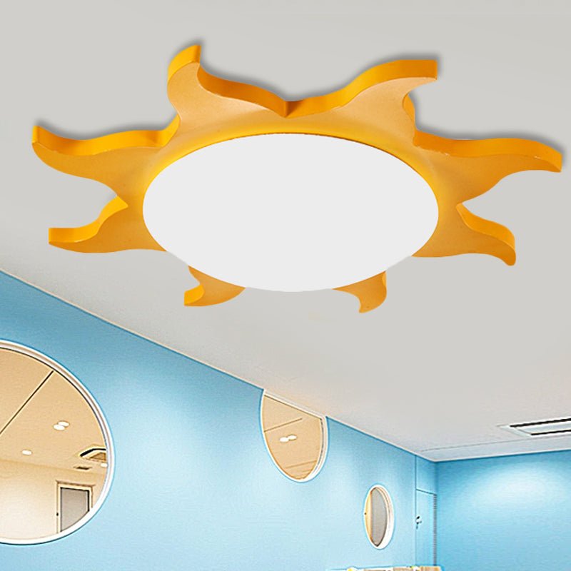 AuroraSun Kids Ceiling Light Sun Shaped Wood and Acrylic