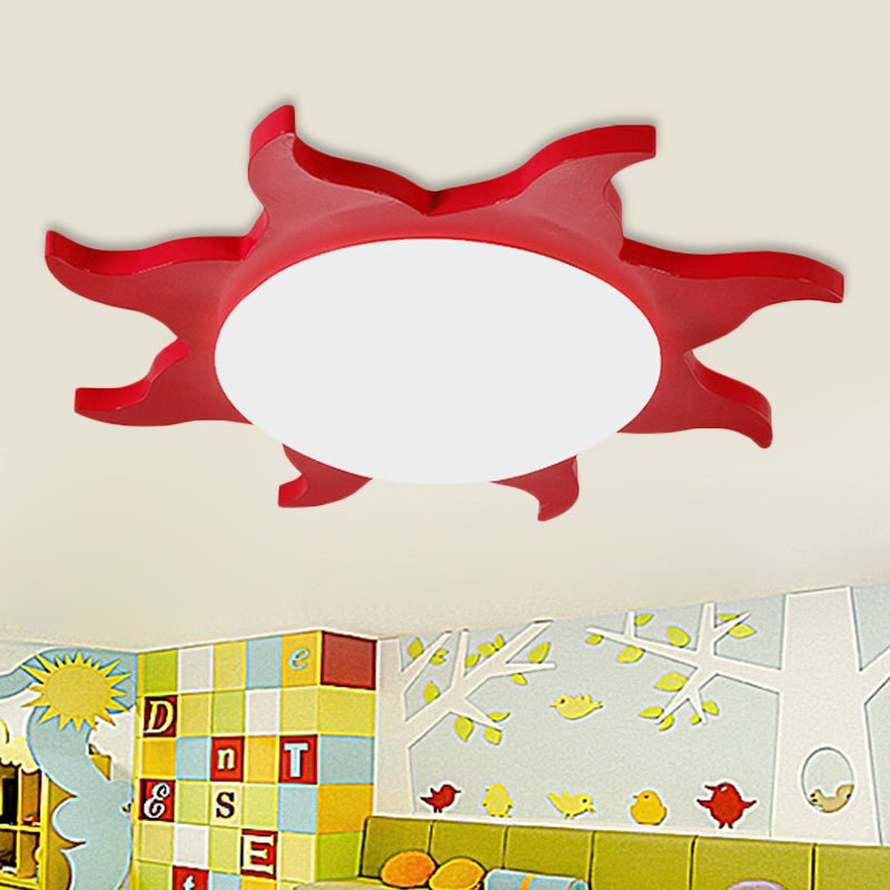 AuroraSun Kids Ceiling Light Sun Shaped Wood and Acrylic