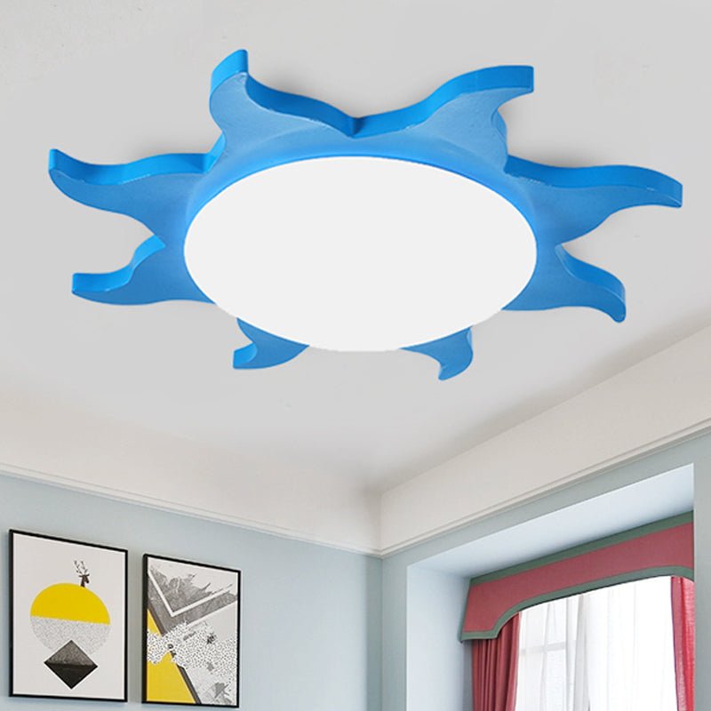 AuroraSun Kids Ceiling Light Sun Shaped Wood and Acrylic