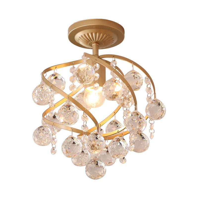 AureliaHalo Crystal Ball Ceiling Lamp With Brass Accents