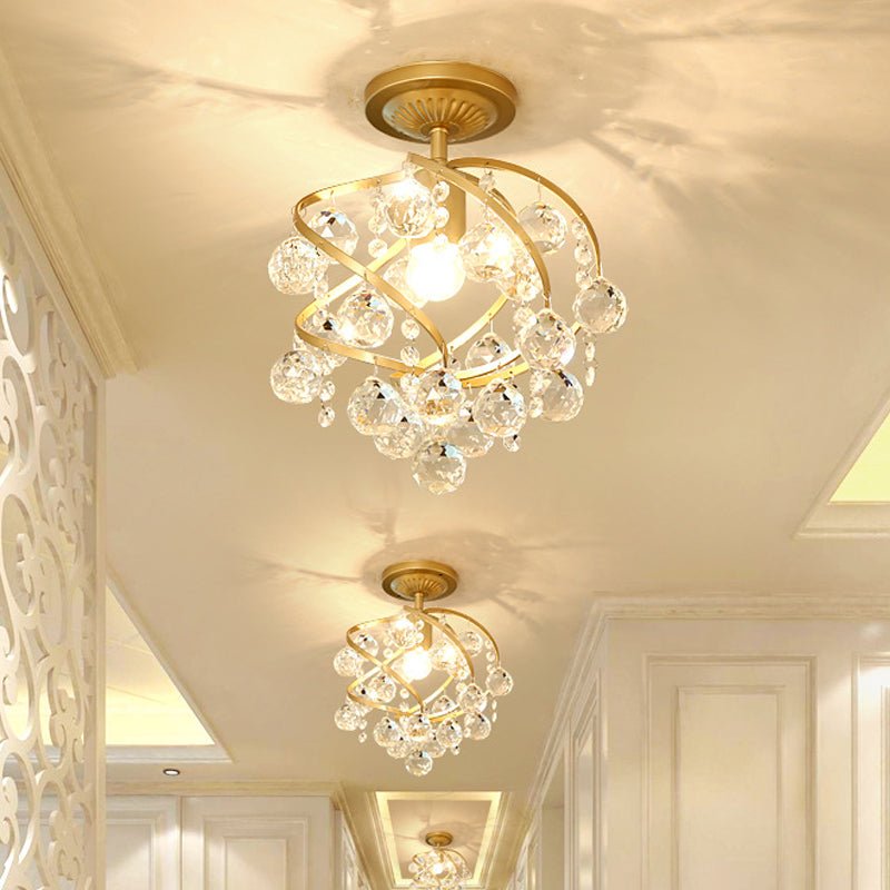 AureliaHalo Crystal Ball Ceiling Lamp With Brass Accents