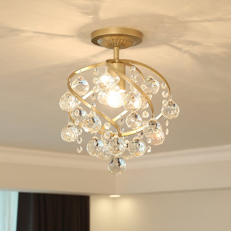 AureliaHalo Crystal Ball Ceiling Lamp With Brass Accents