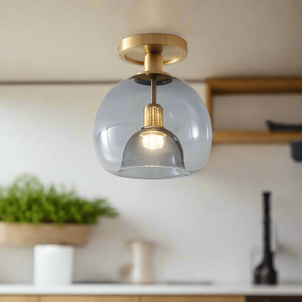 Aurelian Gray Glass Ceiling Lamp Modern Minimalist Design
