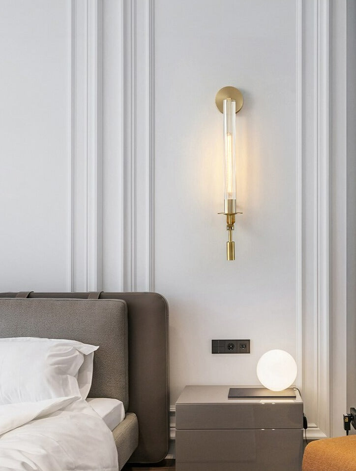 Astrae Modern Fluted Glass Wall Sconce With Slim Profile