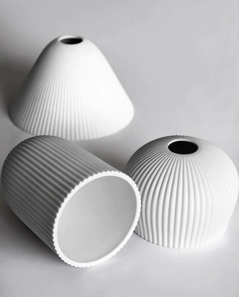 Aurea Deco Ribbed Ceramic Pendant Light With Bulb Included