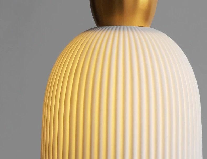 Aurea Deco Ribbed Ceramic Pendant Light With Bulb Included
