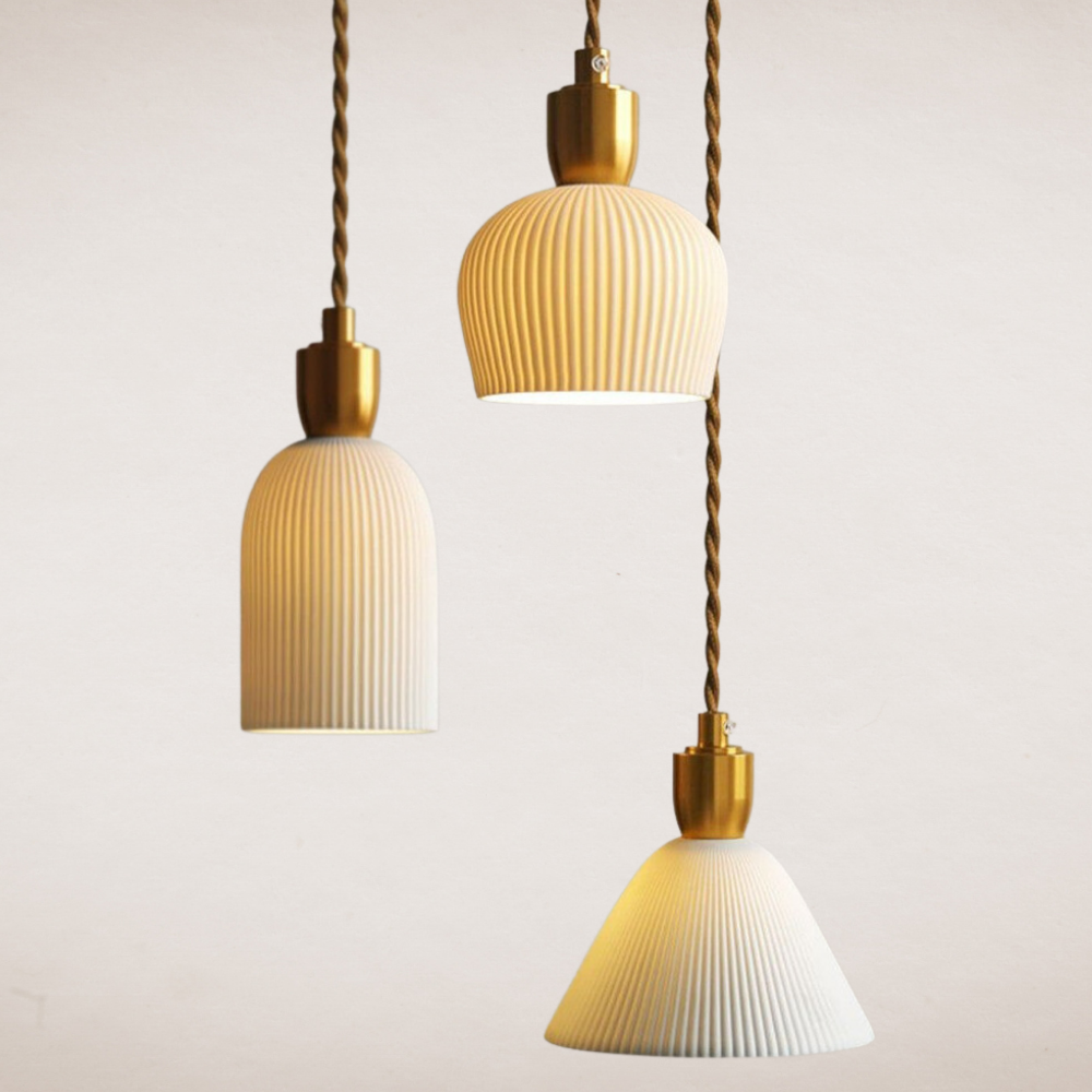 Asterra White Ceramic Pendant Light With Adjustable Height
