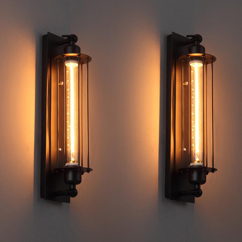Wrought Iron Vintage Wall Lamp With Open Frame Rustic Design