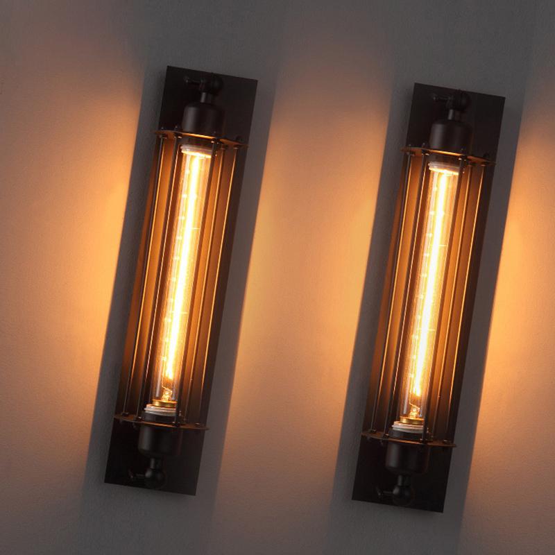 Wrought Iron Vintage Wall Lamp With Open Frame Rustic Design