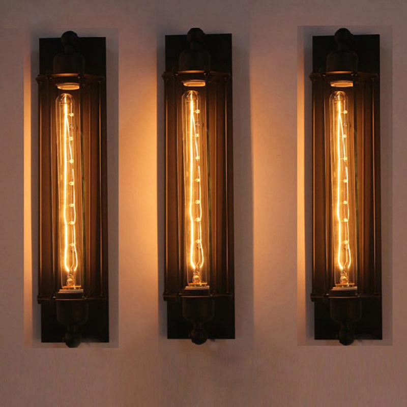 Wrought Iron Vintage Wall Lamp With Open Frame Rustic Design