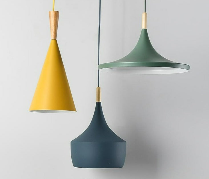 AuroraNord Colorful Nordic Pendant Lights With Wood Accents