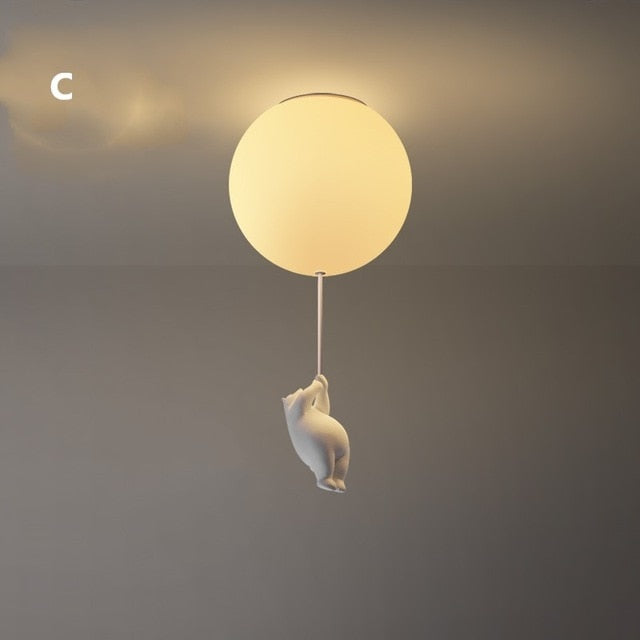 CuddleSphere Balloon Bear Ceiling Light Frosted Glass Globe