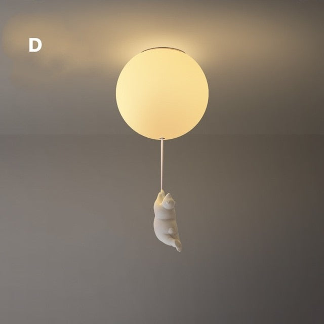 CuddleSphere Balloon Bear Ceiling Light Frosted Glass Globe