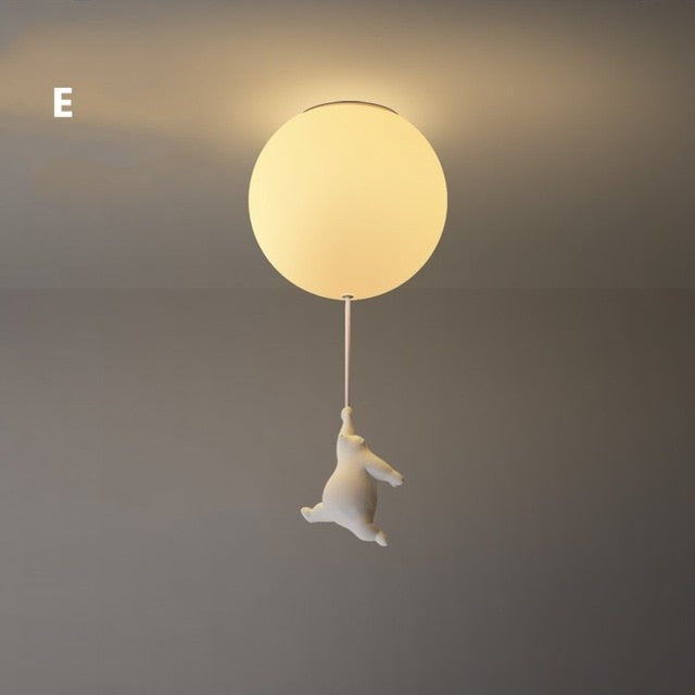 CuddleSphere Balloon Bear Ceiling Light Frosted Glass Globe