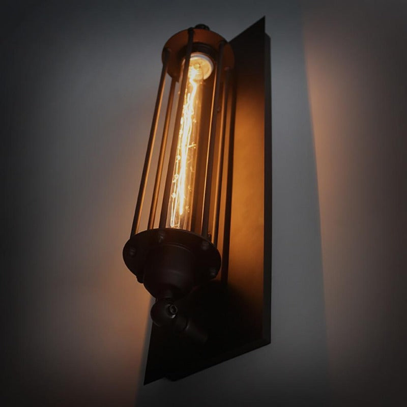 Wrought Iron Vintage Wall Lamp With Open Frame Rustic Design