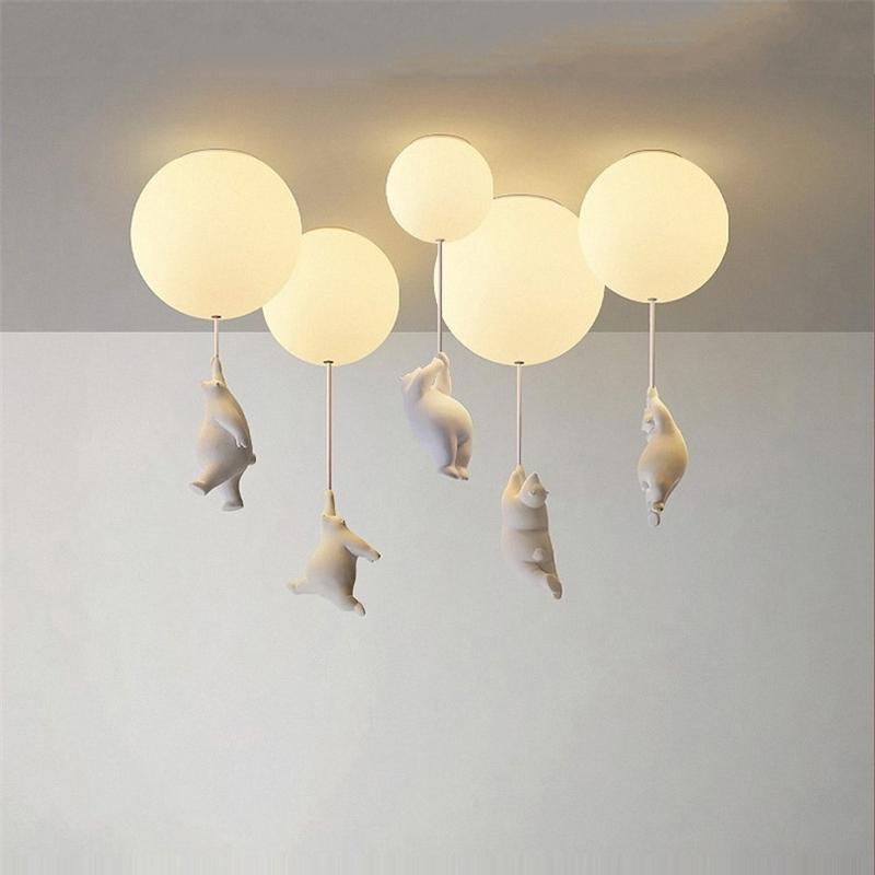 CuddleSphere Balloon Bear Ceiling Light Frosted Glass Globe