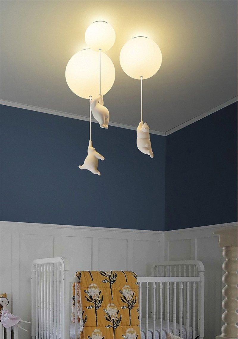 CuddleSphere Balloon Bear Ceiling Light Frosted Glass Globe