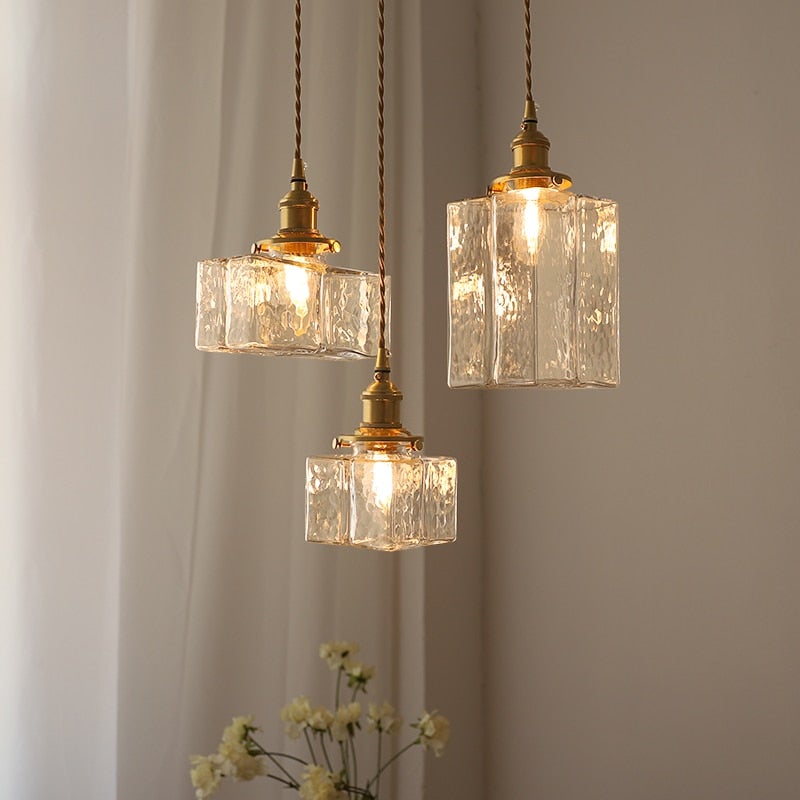 Aurora Handcrafted Glass Pendant Lights With Brass Bases