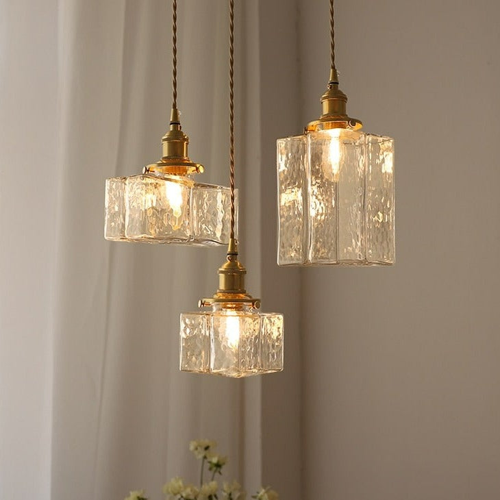 Aurora Handcrafted Glass Pendant Lights With Brass Bases