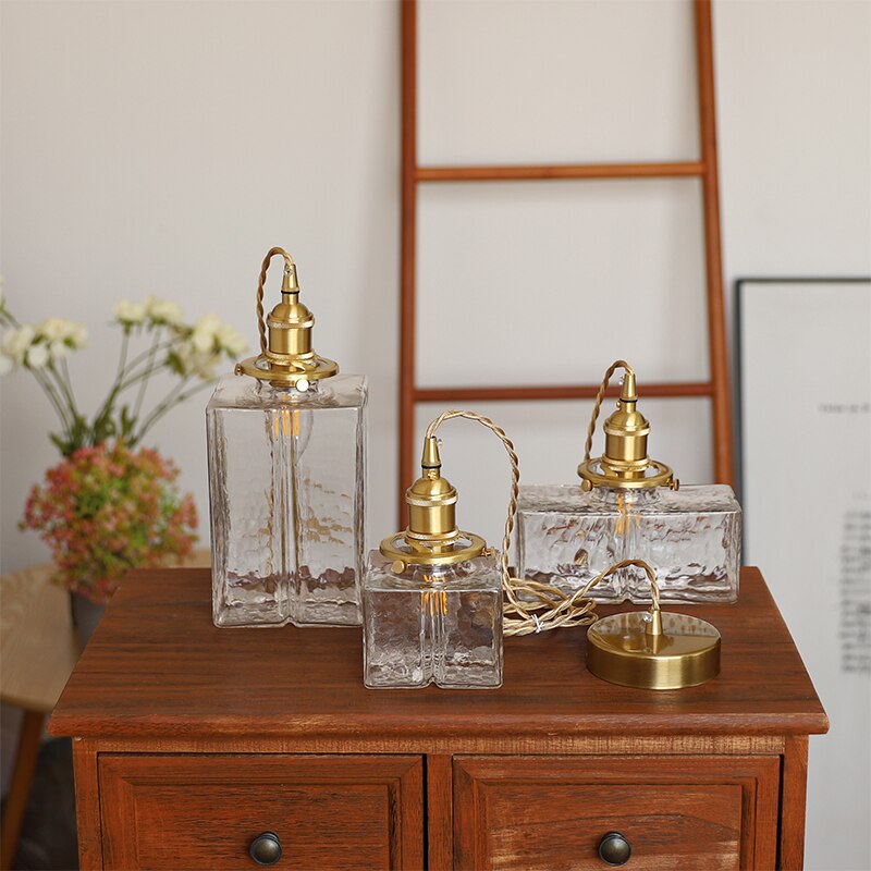 Aurora Handcrafted Glass Pendant Lights With Brass Bases