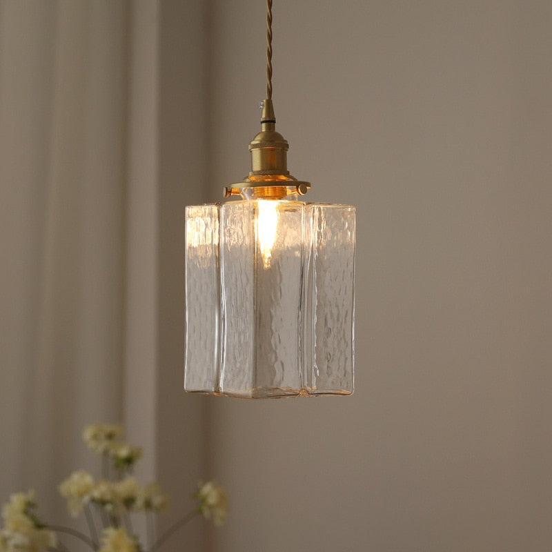 Aurora Handcrafted Glass Pendant Lights With Brass Bases