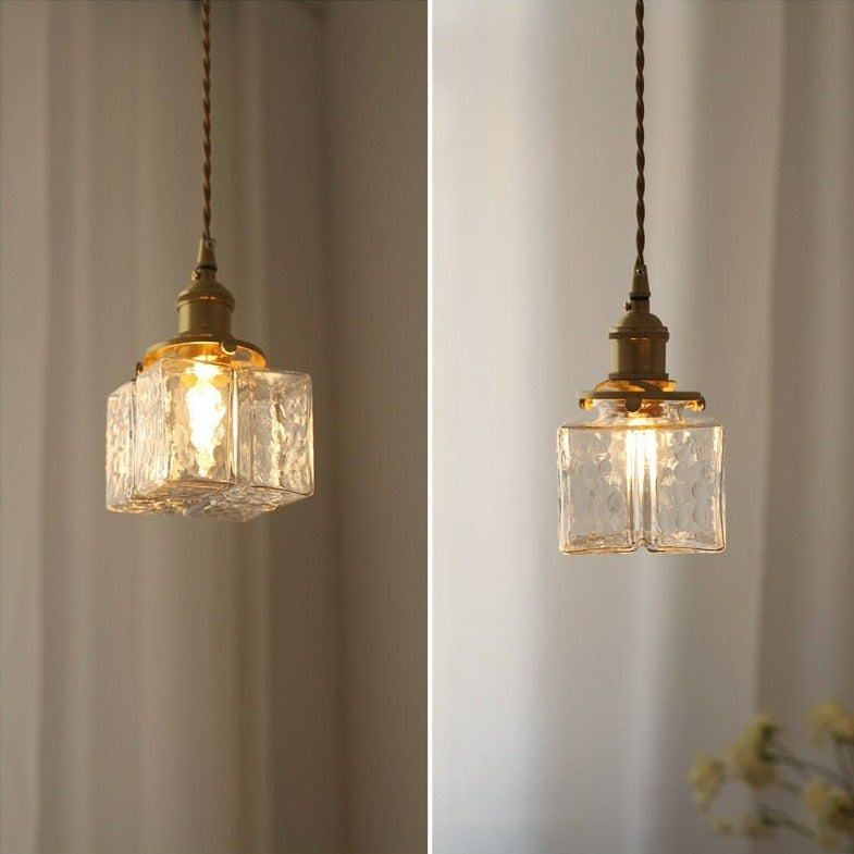 Aurora Handcrafted Glass Pendant Lights With Brass Bases