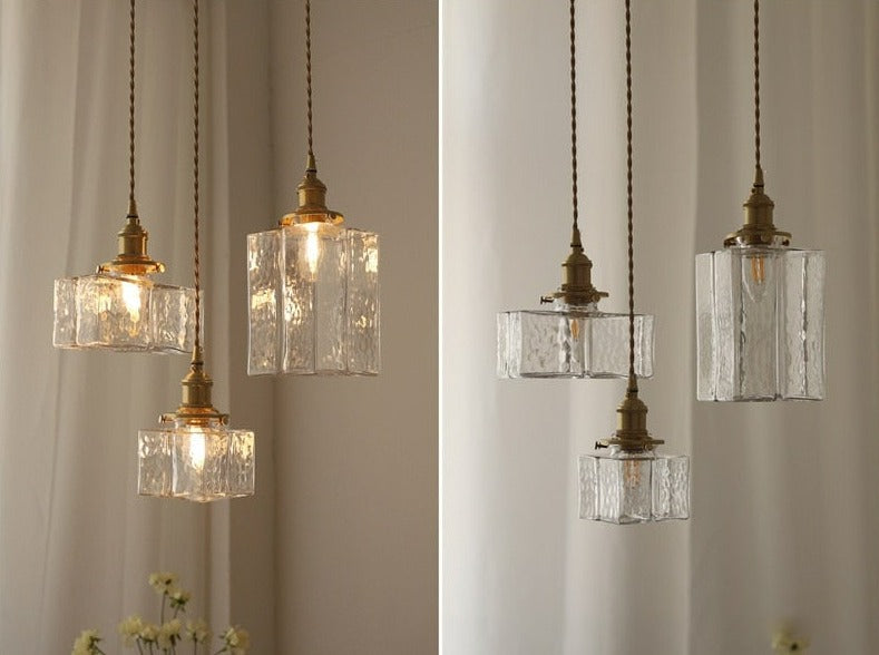 Aurora Handcrafted Glass Pendant Lights With Brass Bases
