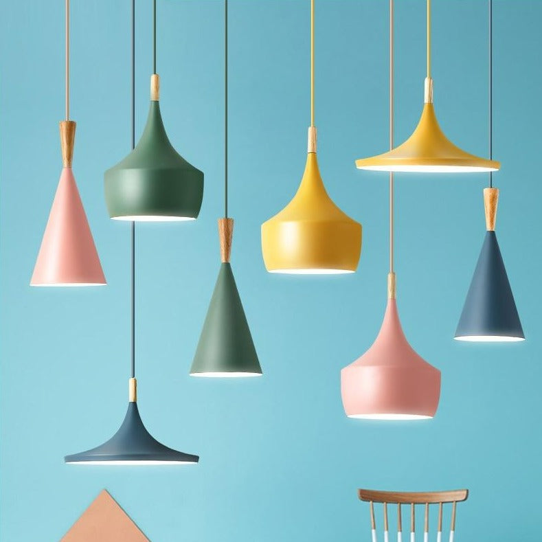 AuroraNord Colorful Nordic Pendant Lights With Wood Accents