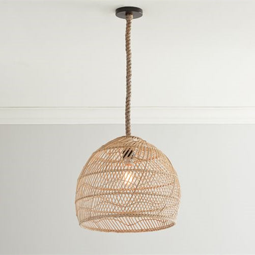 Aero Handwoven Rattan Pendant Ceiling Light Soft Glow